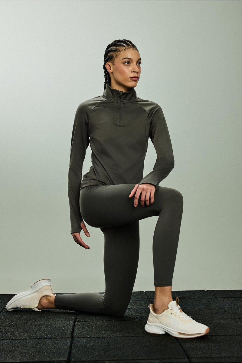 DeFacto Green Woman Waist Fitting Soft Fleece Lined Sports Leggings Casual - Image 2